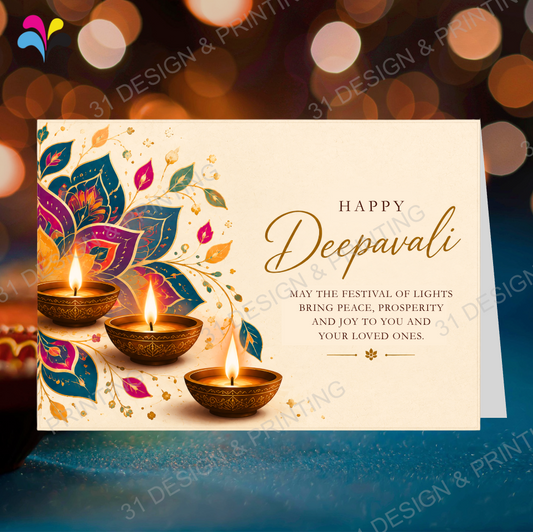 Oil Lamp Deepavali Card