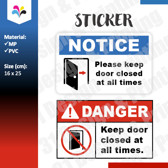 Door Instruction Sticker