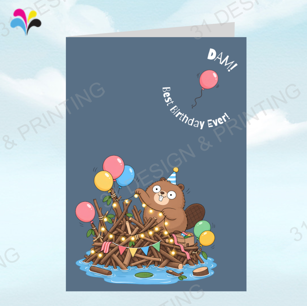Beaver Puns Birthday Card