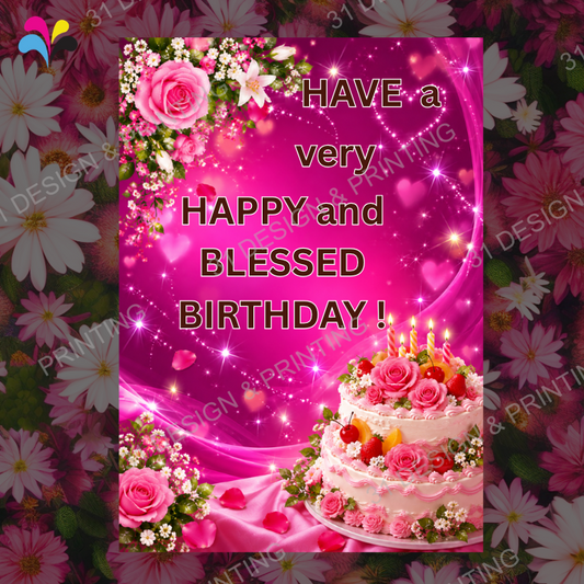 Classic Cake English Birthday Card