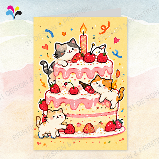 Cats on Cake Birthday Card