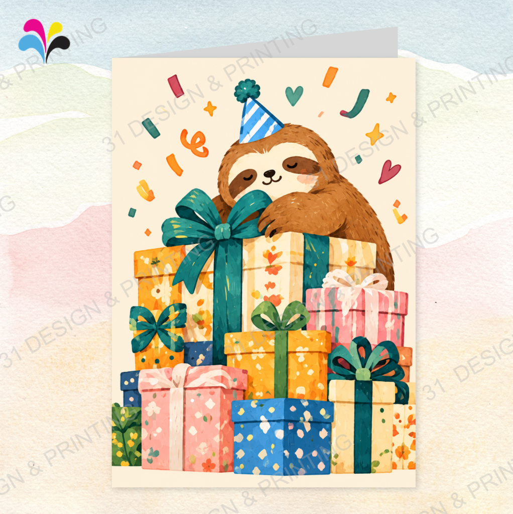 Sloth Presents Birthday Card