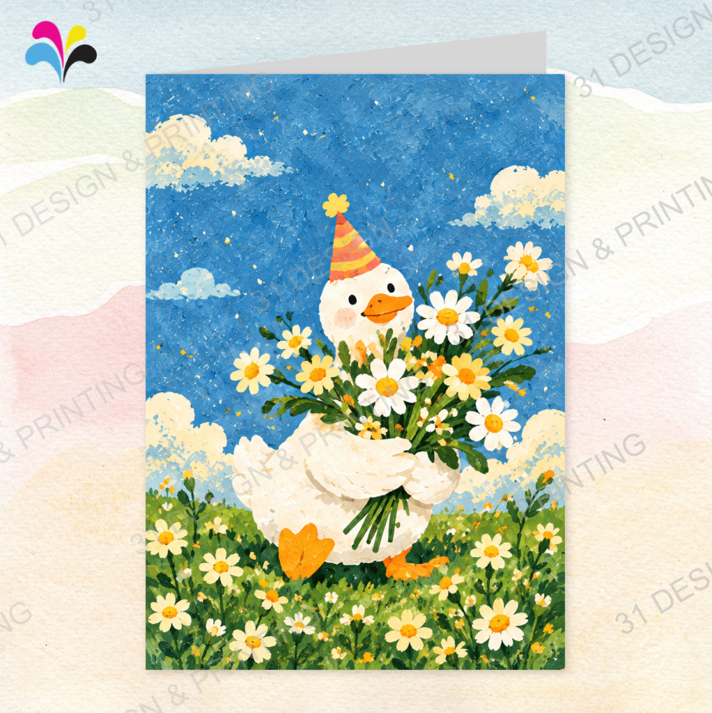 Ducky Flowers Birthday Card