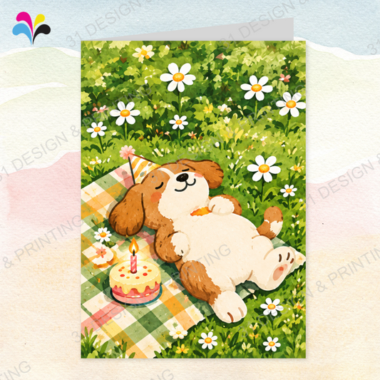 Puppy Picnic Birthday Card