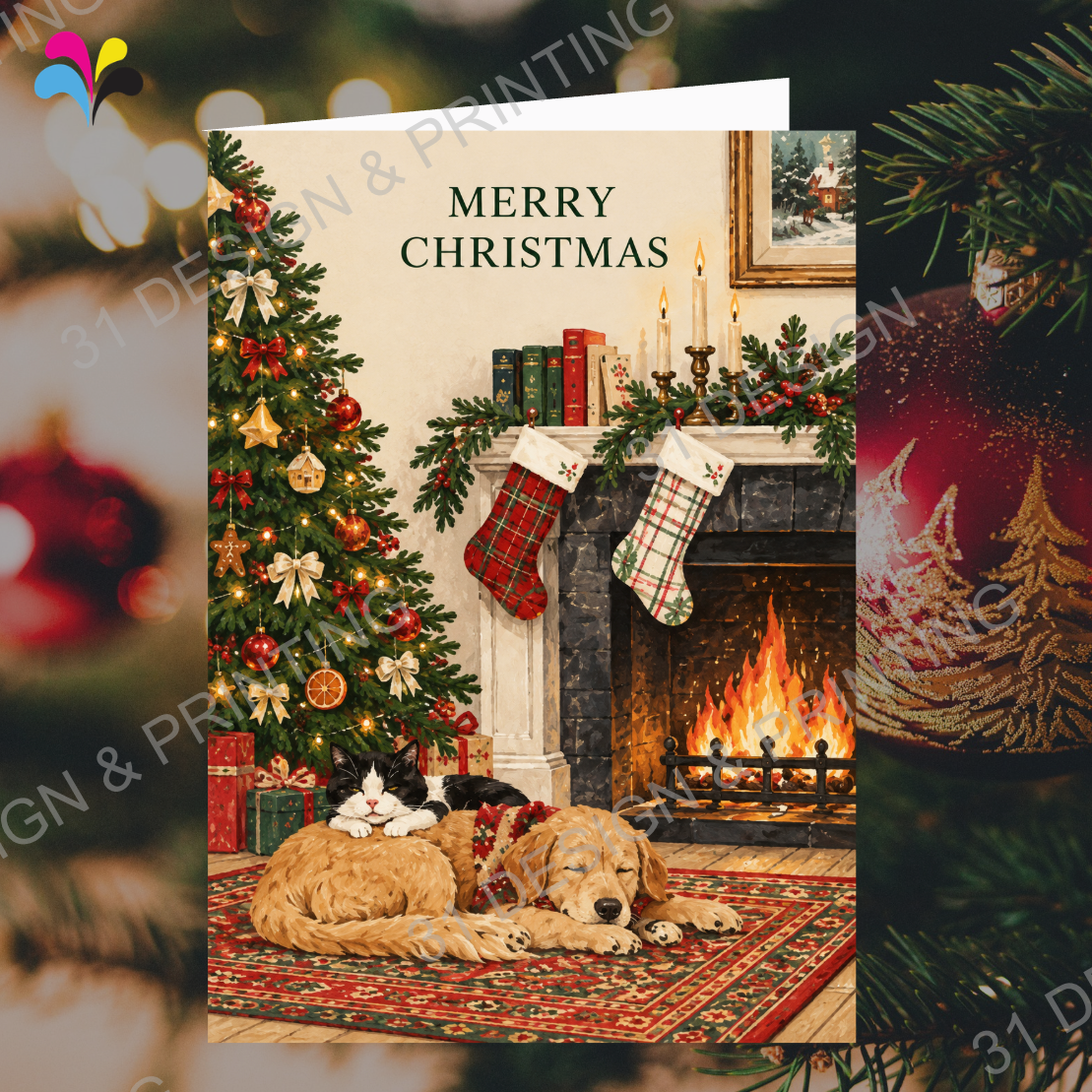 Christmas Fireplace Card