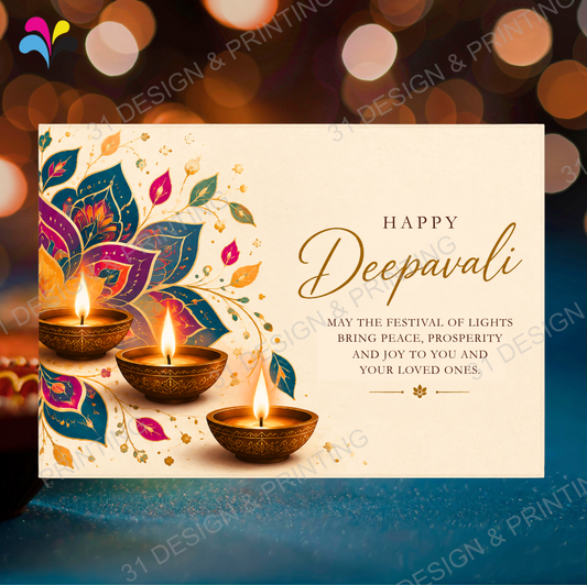 Oil Lamp Deepavali Card