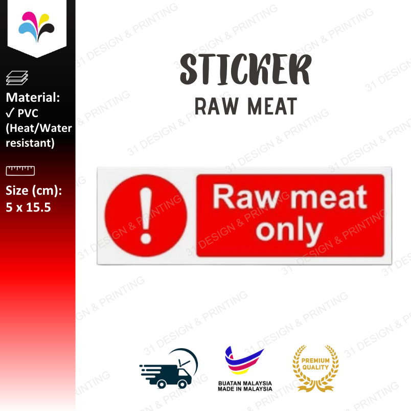 Raw Meat Only Label Sticker