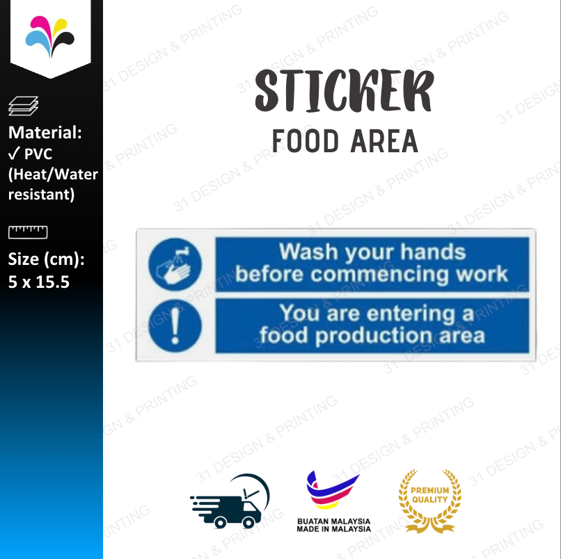 Wash Your Hands Before Commencing Work (Food Production Area) Label Sticker