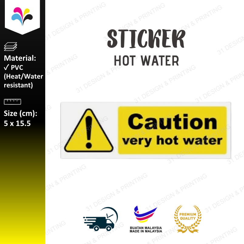 Caution Very Hot Water Label Sticker