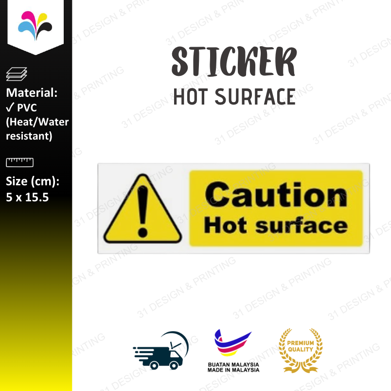 Caution Hot Surface Label Sticker