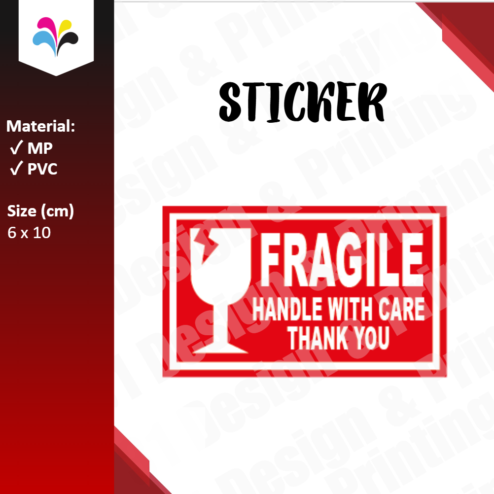 Fragile Handle With Care Sticker (Horizontal)