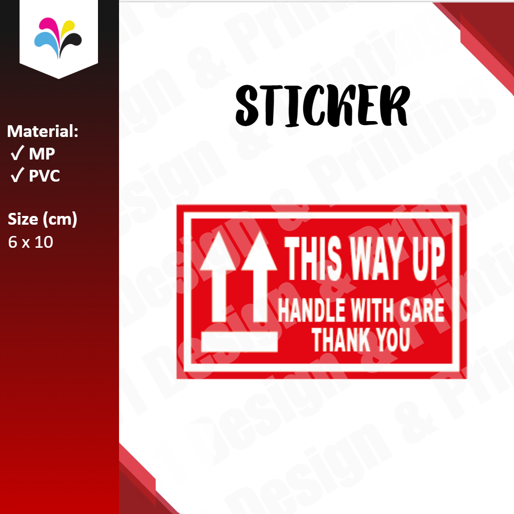 This Way Up Handle With Care Sticker (Horizontal)