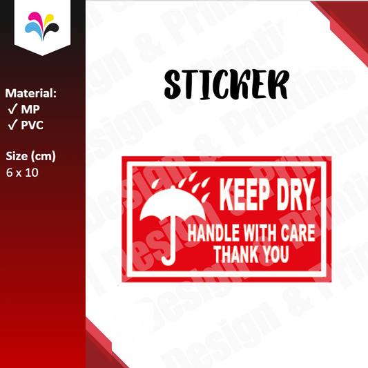 Keep Dry Handle With Care Sticker (Horizontal)
