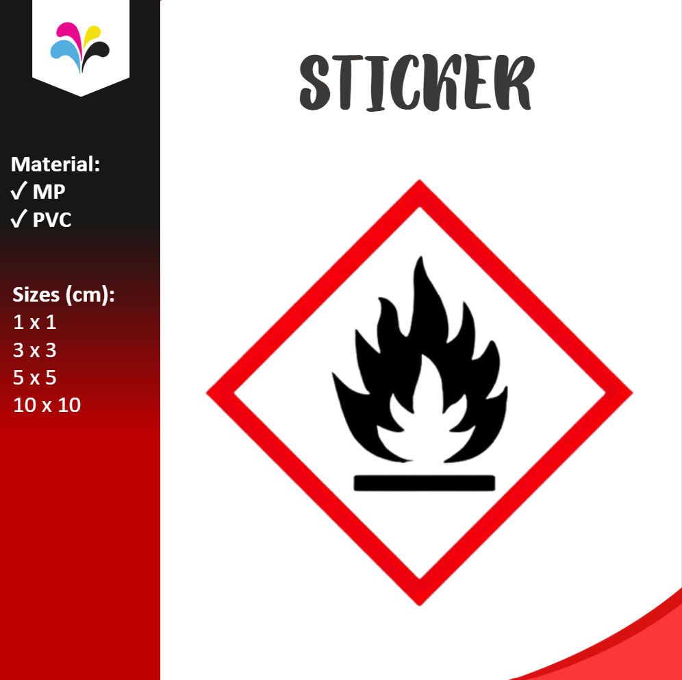 GHS Flammable Pictogram Sticker