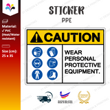 Wear Personal Protective Equipment Sticker Label 25x35cm