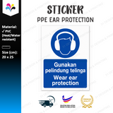 Wear Ear Protection Sticker Notice 20x25cm