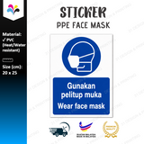 Wear Face Mask Sticker Notice 20x25cm