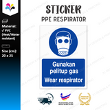 Wear Respirator Sticker Notice 20x25cm