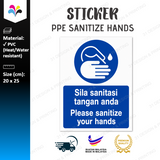 Please Sanitize Your Hands Sticker Notice 20x25cm