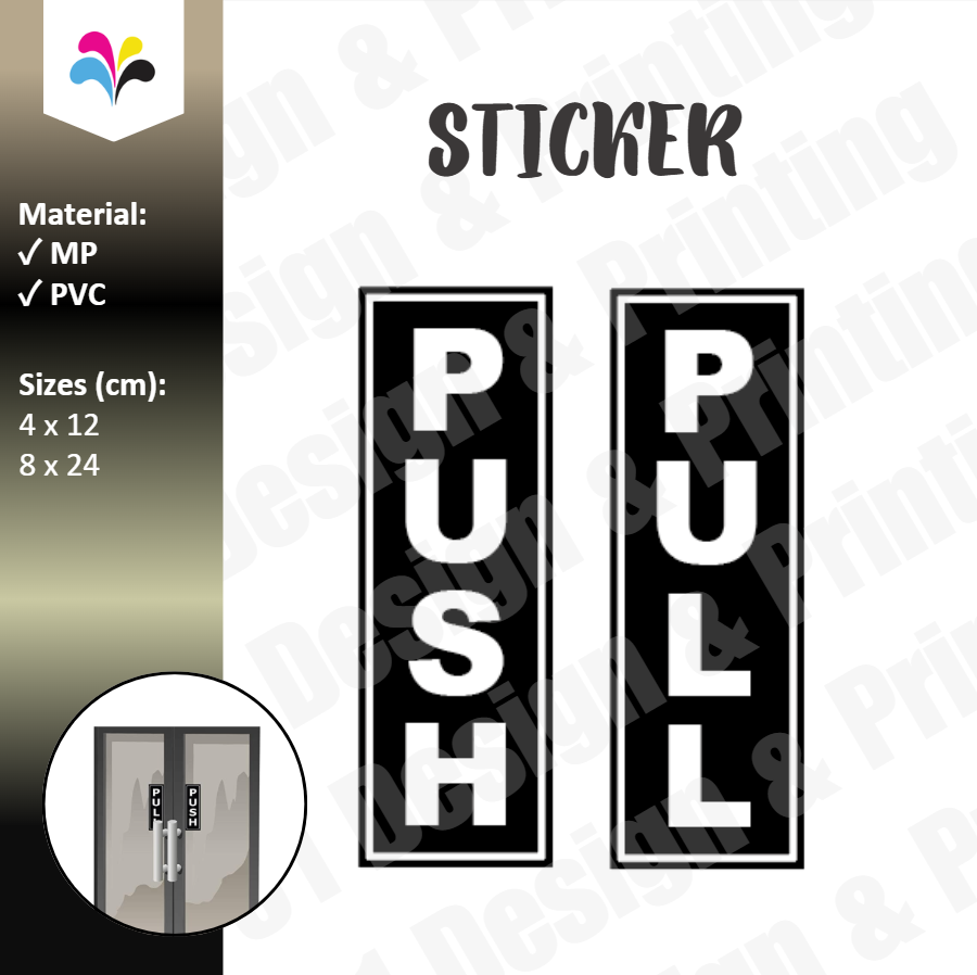 Push Pull Door Sticker (Black)