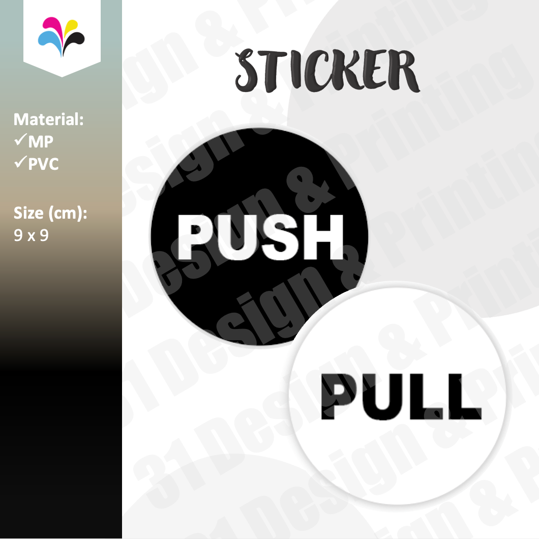 Push Pull Door Sticker (Round)