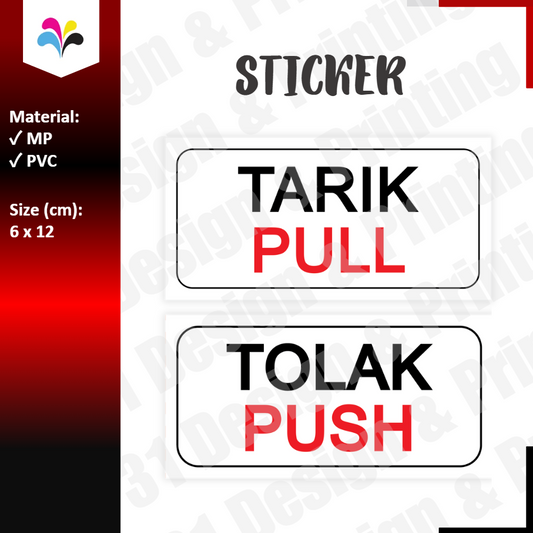 Tolak Tarik Push Pull Door Sticker