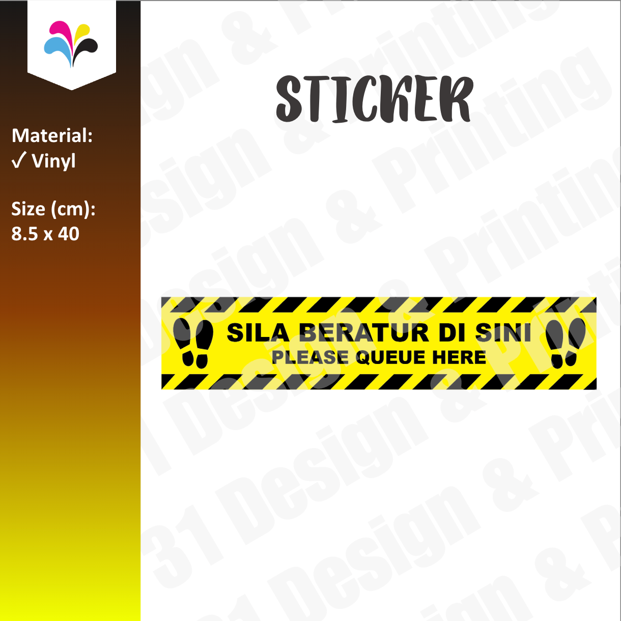 Sila Beratur Di Sini Please Queue Here Notice Sticker