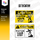 Caution Watch Your Step (Step Down) Notice Sticker